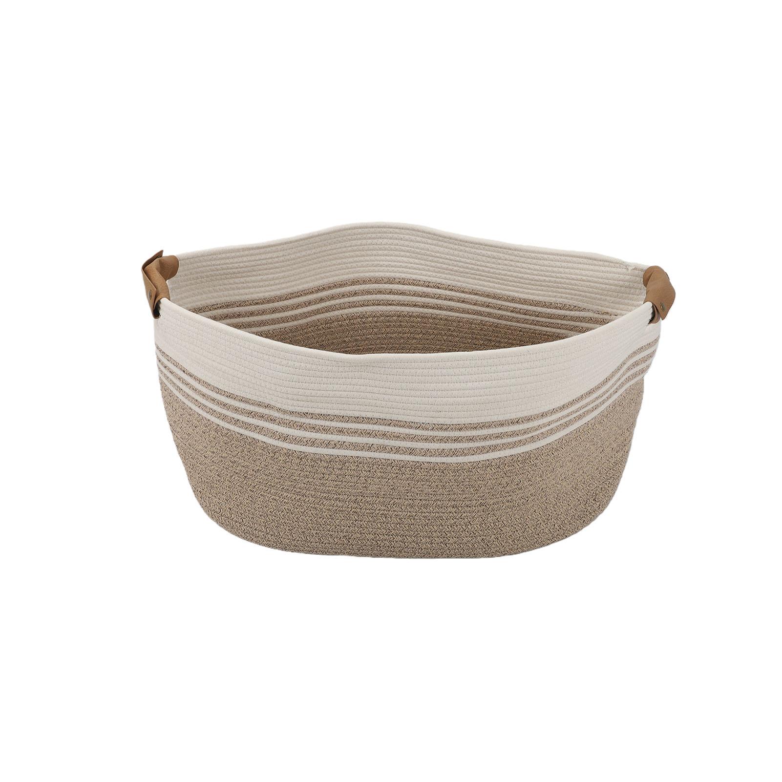 Panier de rangement tressé 60L en corde de coton Panier pour salon salle de bain Organisateur pour linge jouets serviettes cosmétiques marron