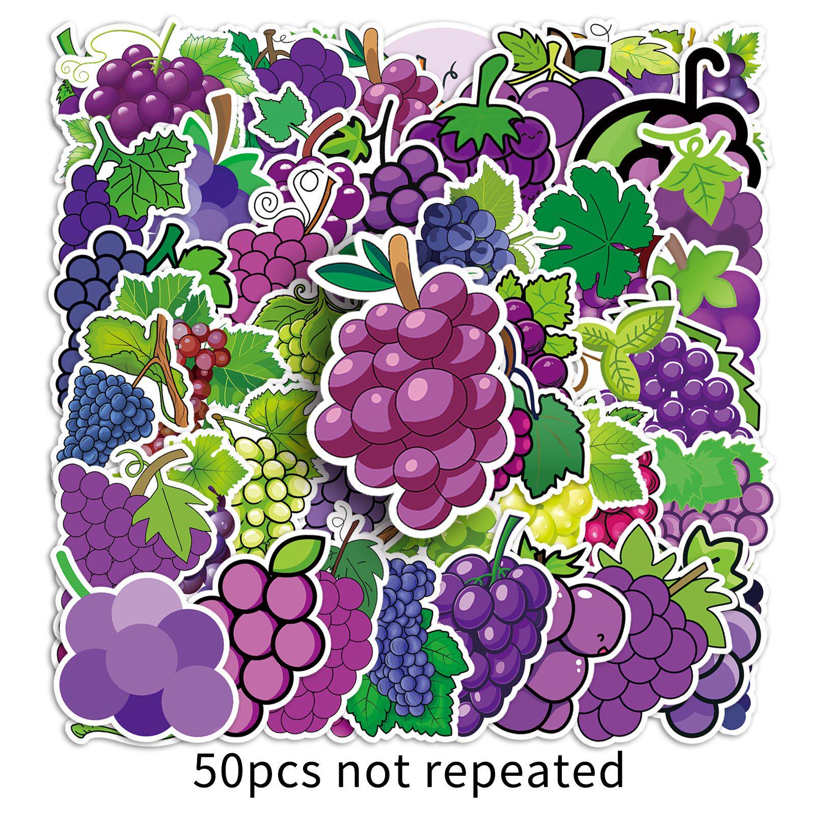

50pcs Grape Stickers - Fruit Cartoon DIY Waterproof Decorative for Stationery, Planners, Notebooks