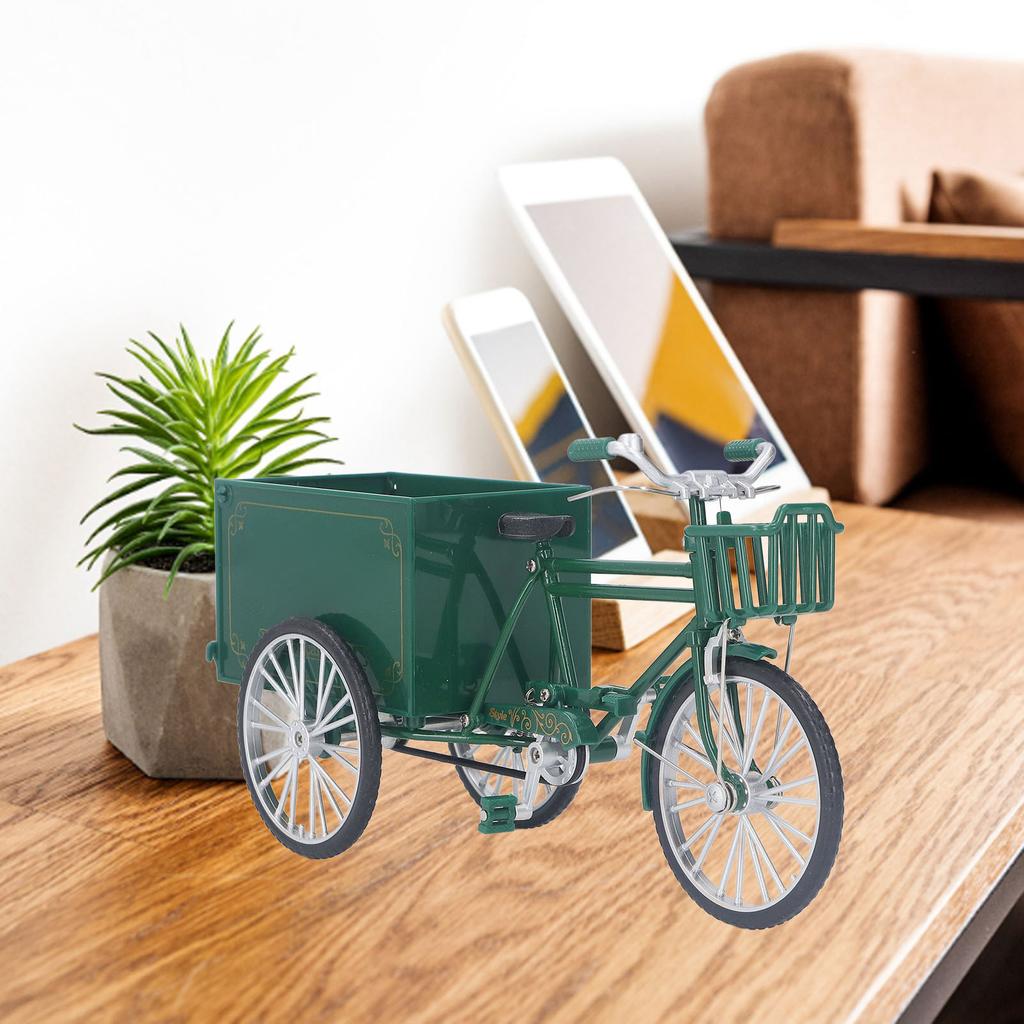 Vintage Tricycle Finger Bike Model Alloy Shelf Accessories Home Decor Ornament Tricycle Model