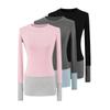 Women's 2025 Spring Color Block Round Neck Long Sleeve Two-Piece Look Slimming Top