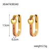 CARLIDANA Gold Color Stainless Steel Small Earring Gold Plated Gifts Colorful CZ Stone Hoop Heart Earrings for Women Girls