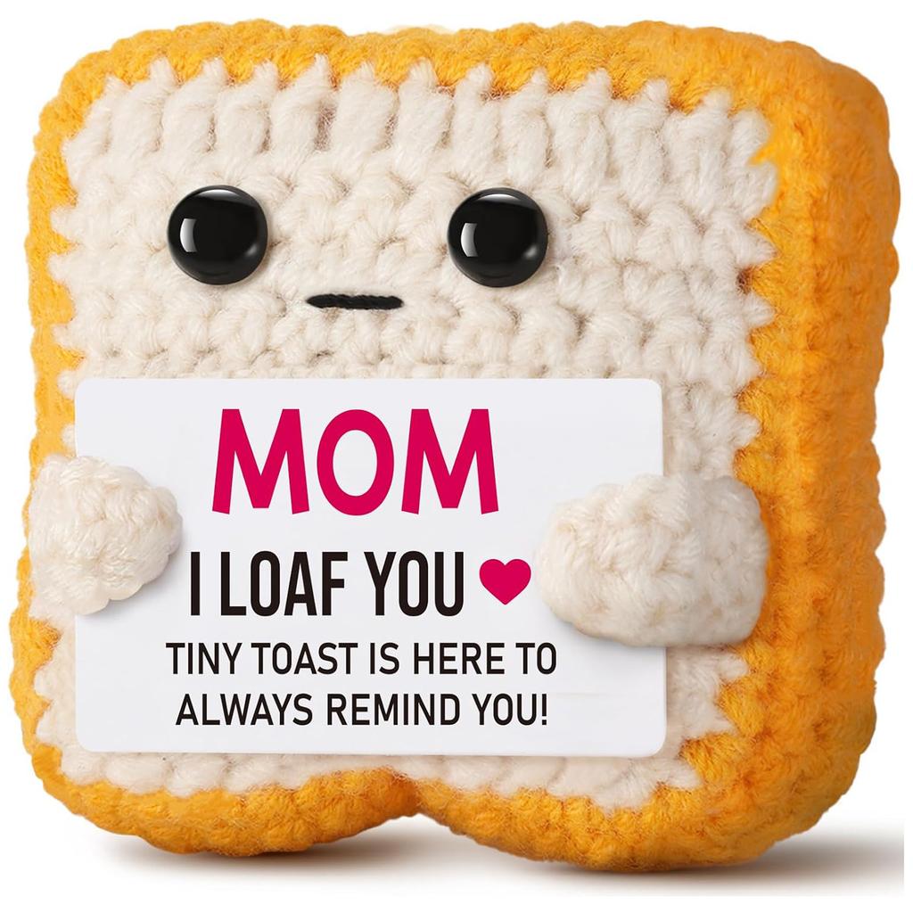 Poupée Toast Positive au Crochet Drôle Avec Carte Décoration de Maison et de Chambre Poupée Toast Tricotée à la Main Ornement de Bureau Cadeaux de Noël