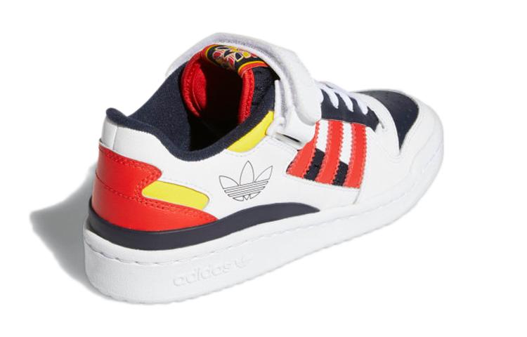 adidas Originals FORUM Cushioning, Wear Resistant Low Top Skateboard Shoes White Blue Red Teenagers H04423