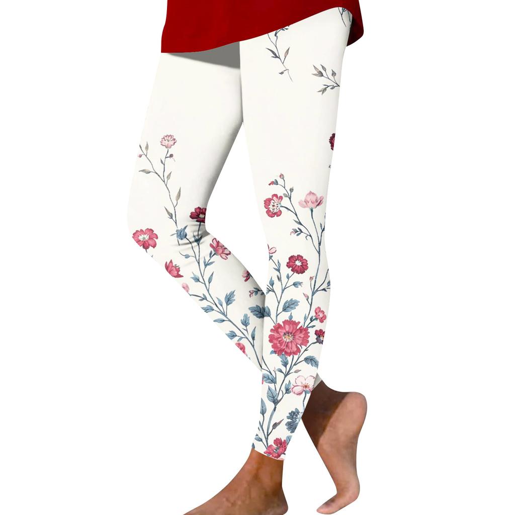Pantaloni Casual Stampati a Gamba Dritta Moda Donna Pantaloni Yoga Stampati Slim per Esterno