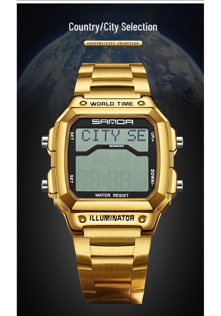 Sanda Men's Multifunctional Waterproof Electronic Watch - Middle East Exclusive, Summer Time Wristwatch
