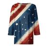 Women's Fashion Casual Seven-Sleeve Independence Day Print Round Neck Top