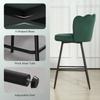 Set of Two Velvet-Feel Lotus Bar Stools - Dark Green