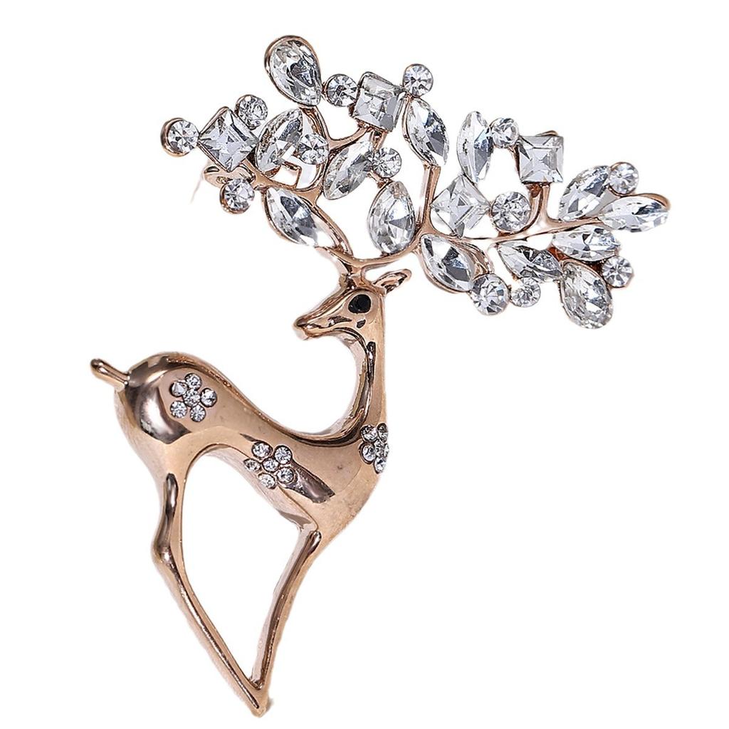 Christmas Crystal Brooch Brooch Atmospheric Clothing Accessories Animal Deer Creative Fashion Trendy Personality Pin