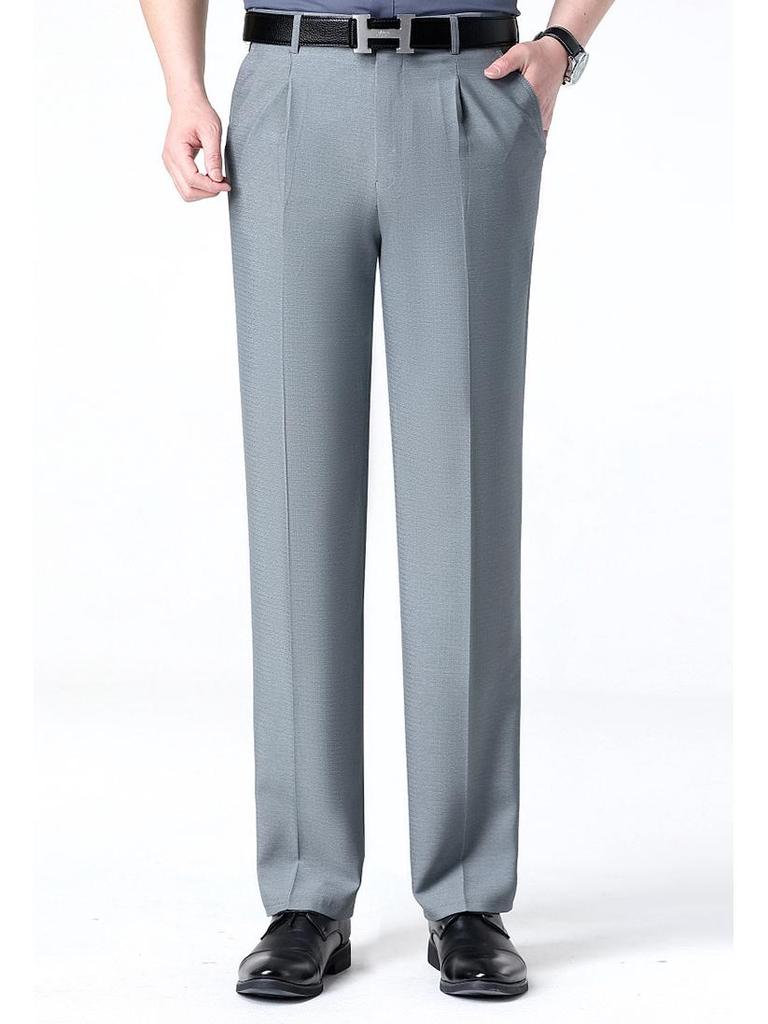 New Men's Iron-Free Pleated Dress Pants - Straight Leg, Professional Trousers for Middle-Aged Businessmen