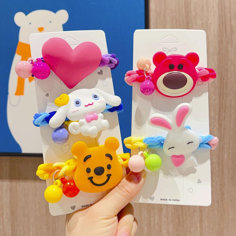 Children's Colorful Cartoon Hair Ties - Cute Strawberry & Bear Designs | Gentle on Hair