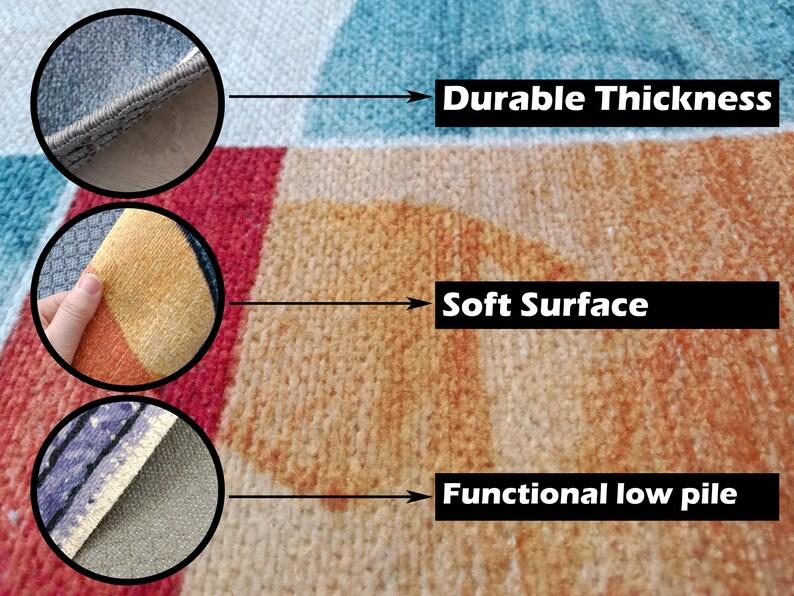 Floral Patterned Non-Slip Washable Rug Stylish Contemporary Living Room Carpet Durable Cozy Area Runner Mat for Home Decor