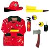 Kids Role Play Fireman Costume with Firefighter Toy Accessories Halloween Builder Worker Clothing for Boy Girl Aged 3-12