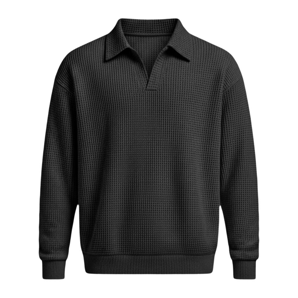 Men's Collarless Casual Sweatshirt Without Buttons