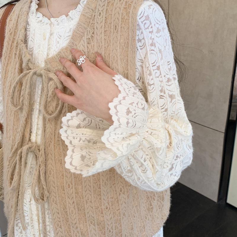 Maternity Spring Lace Cardigan & Dress Two-Piece Set: Sweet, Slimming, Fashionable M
