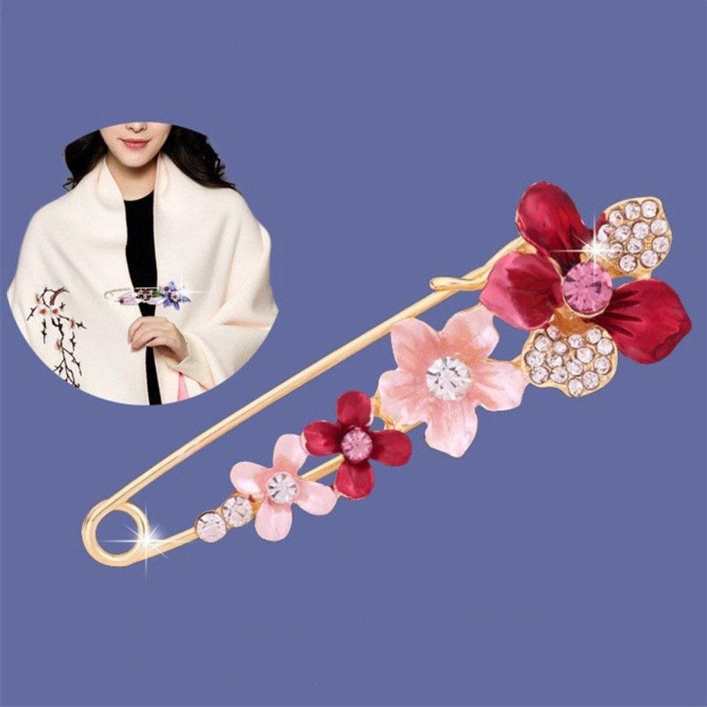 

Adjustable Flower Brooch Sparkling Brooches Versatile Safety Pins Dress Decoration 2