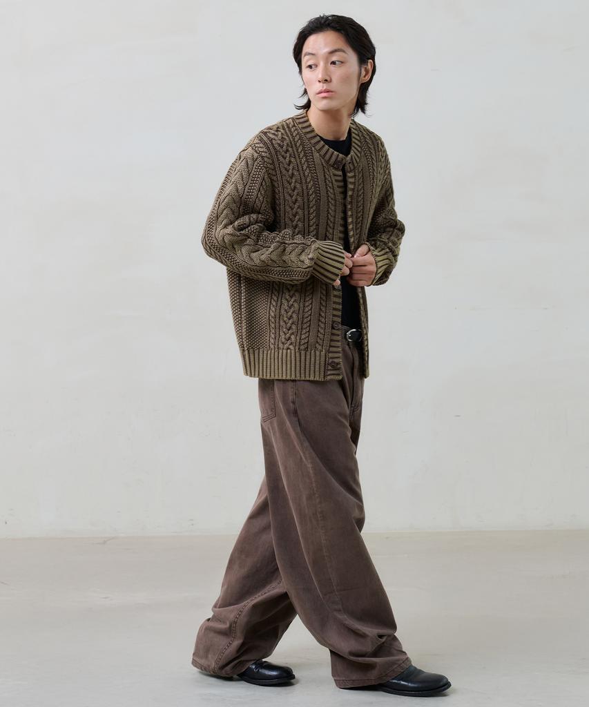 Knouun Faded Cable Knit (Brown)