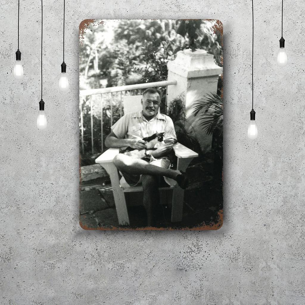 Ernest Hemingway Retro Vintage Tin Sign Poster Decorative Plaque Metal Plate Wall Decor