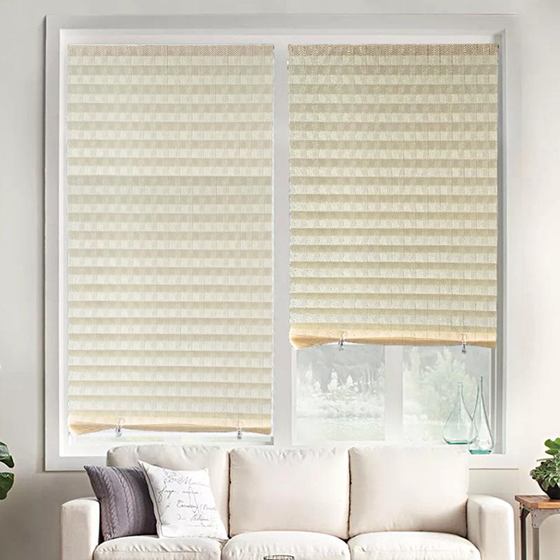 1PC Self-Adhesive Blinds Simple Polyester Curtain Window Paper Blinds Leaf Pleated Curtain Non-Woven 60/90x180cm