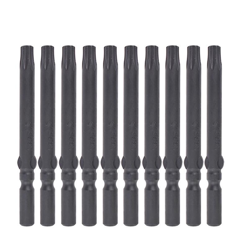Nigao Black Plum Blossom Phosphating Electric Screwdriver Bit, 5mm Shank, Strong Magnetic, Hardened Air Screwdriver Head