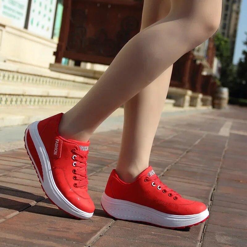 Women's Shoes Fashiable Sneakers Lace Up Thick Sole Casual Sneakers Wedge Comfortable Women's Loafers Zapatos De Mujer