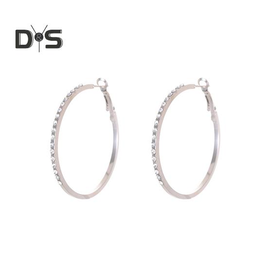 

Большие серьги-кольца со стразами для женщин, тонкие круглые серьги-кольца с крупным кубическим цирконием, блестящие гипоаллергенные ювелирные изделия в подарок S