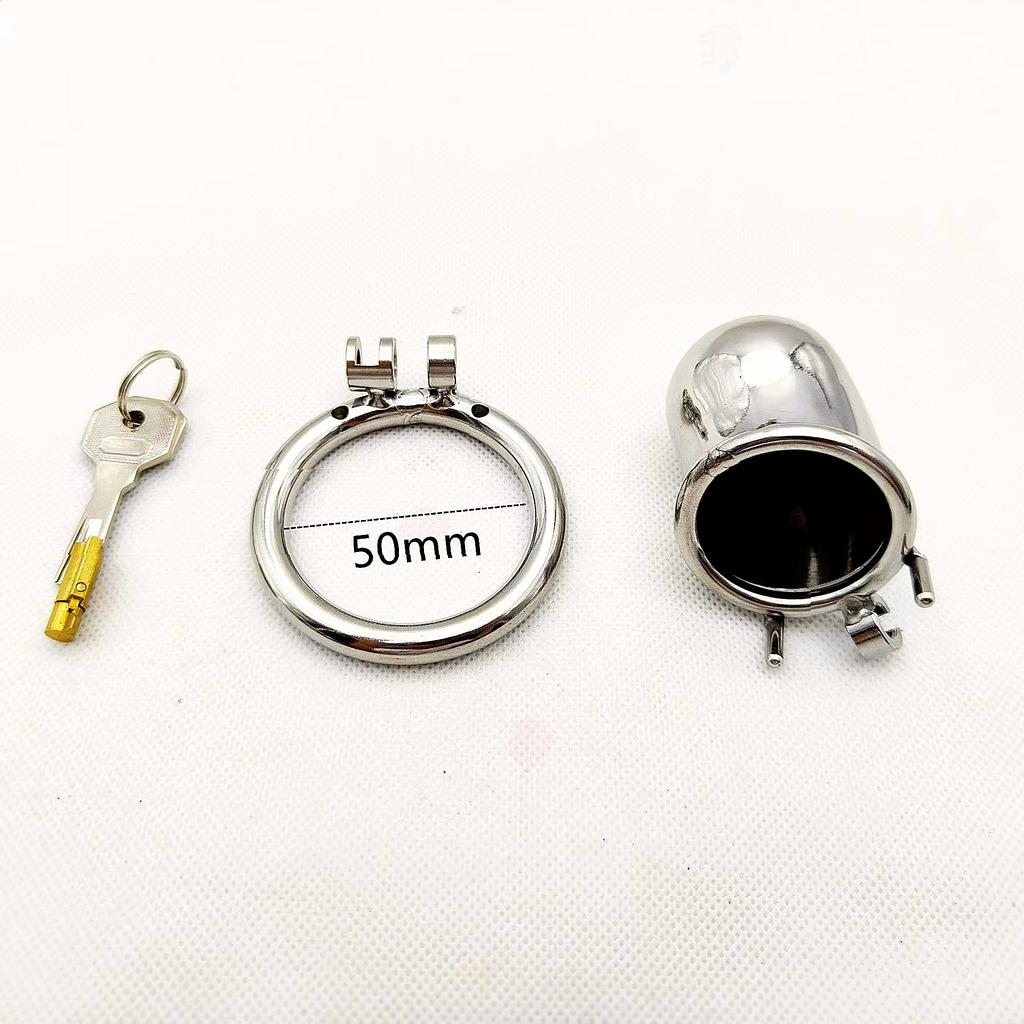 This Mans Metal Chastity Cage Provides BDSM Anti Shedding Restraint Control Through Secure Cock Ring Technology For Gay Men