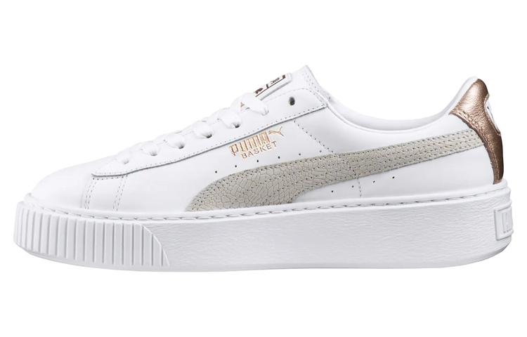 PUMA Basket Platform Euphoria Rg White Gray Gold Women s 366814-02 37