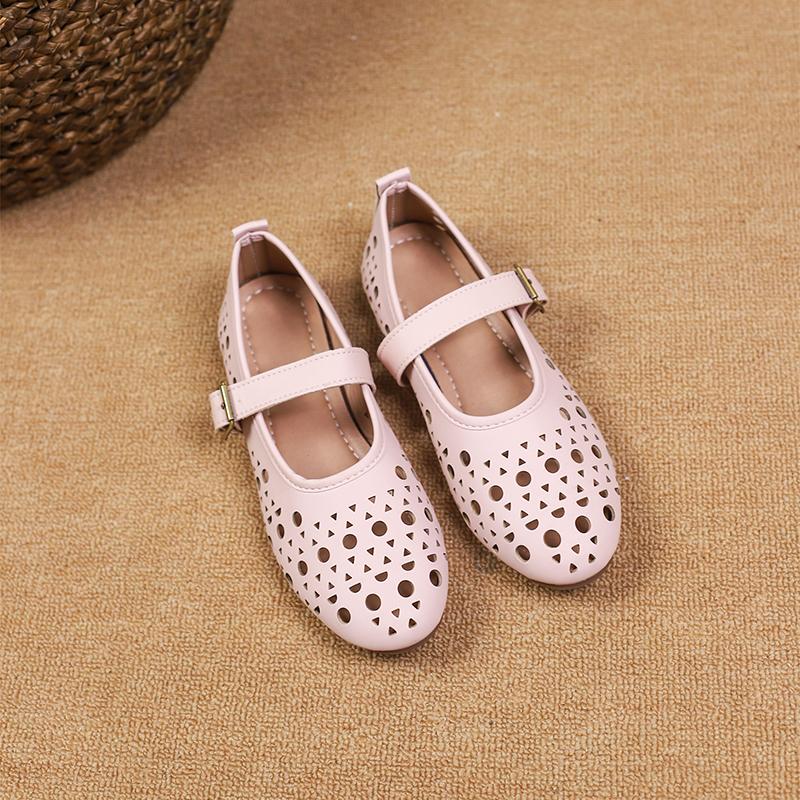 Fashion Summer Breathable Ballet Shoes Fashion Solid Colour Non-slip Hollow Out Flat Bottom Casual Slip On Loafers Sapatos Feminino