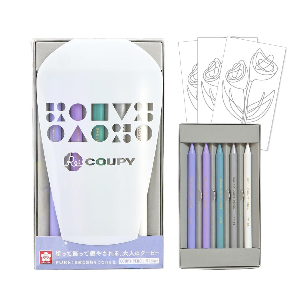Sakura Colored Pencils PURE with Coloring Card Cray-Pas Re-Coupy FY5RE-B