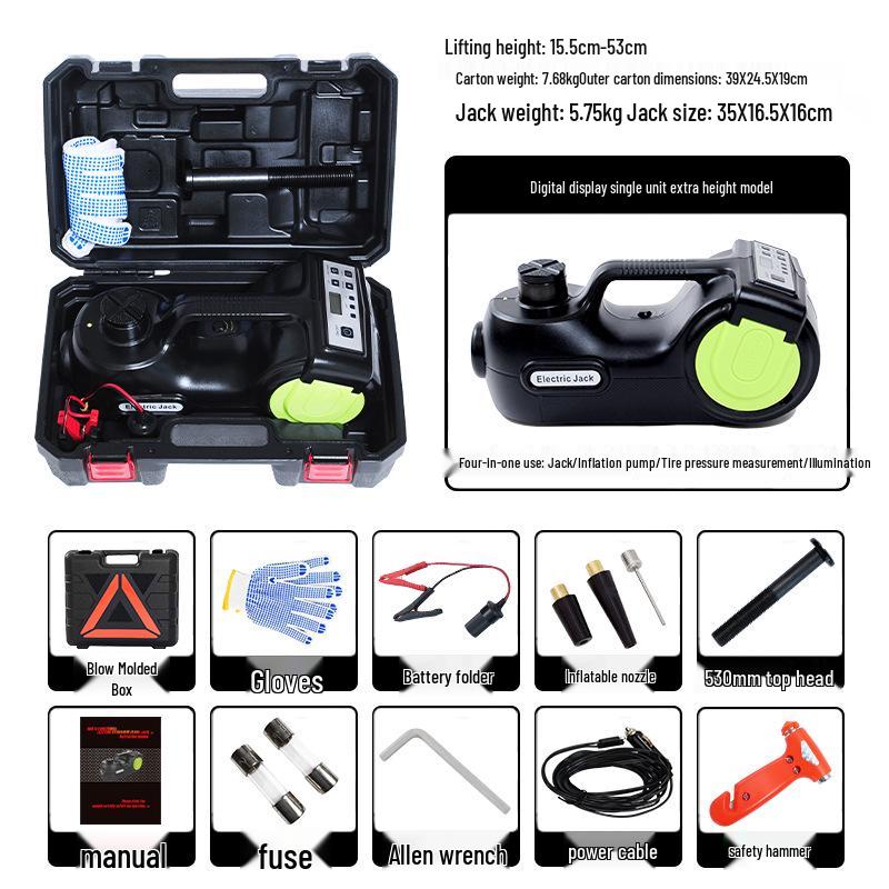 WOKEZ 12V Hydraulic Electric Jack with Inflatable Pump for Small Cars & Off-Road Rescue