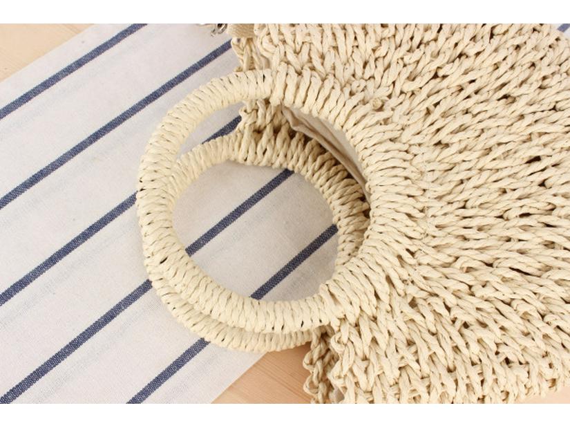 Women's Simple Style Semicircle Woven Beach Tote Crossbody Bag