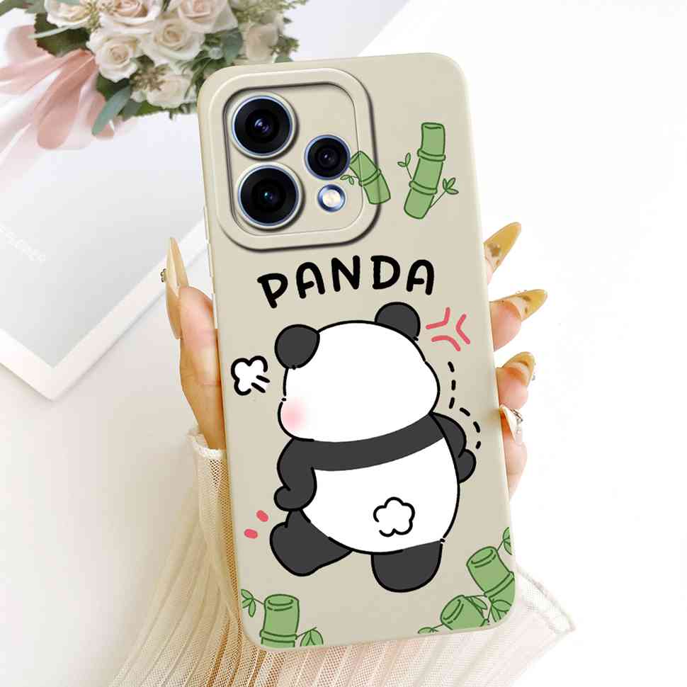 For Oppo Reno15 5G Case CPH2825 ilicone Back Cover For Oppo Reno 15C Reno15c 5G Cute Panda Cartoon Phone Cases Shockproof