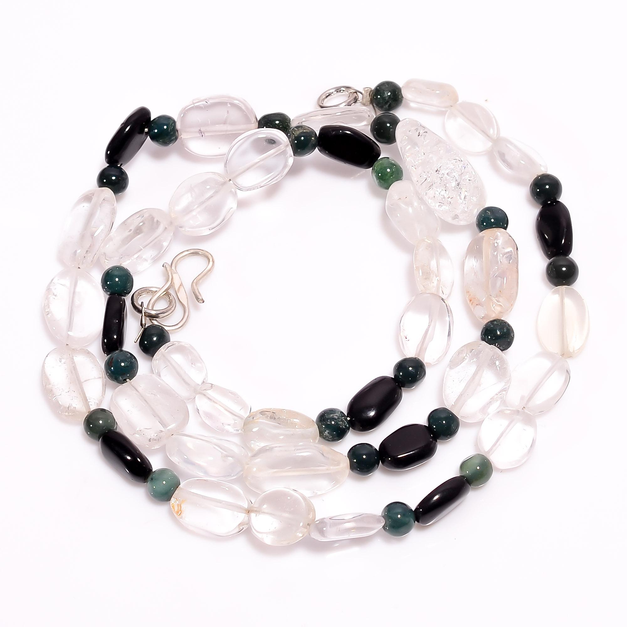 

Natural Crystal Aventurine Onyx Mix Shape Smooth Beads Necklace 4-10 mm 17.5 UB-8490