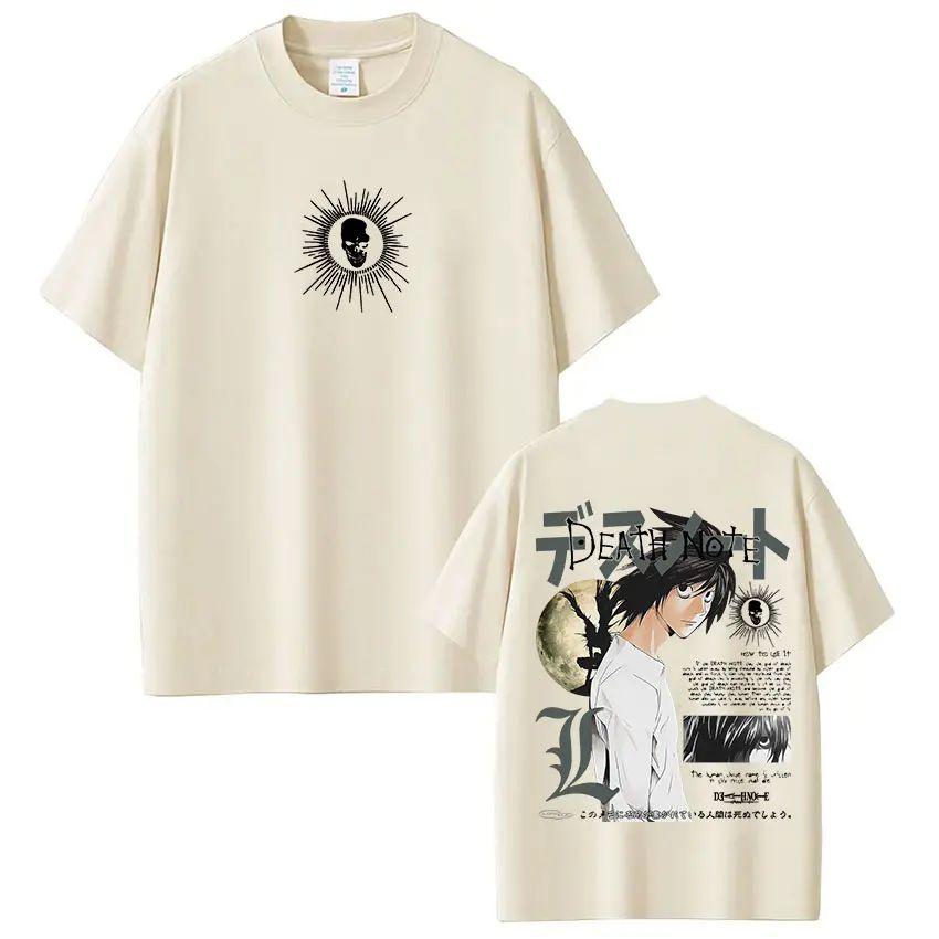 Y2k Vintage Tops Japanese Anime Death Note LLawliet T Shirts Print Cotton Tee Fashion Hip Hop Short Sleeve Streetwear Unisex