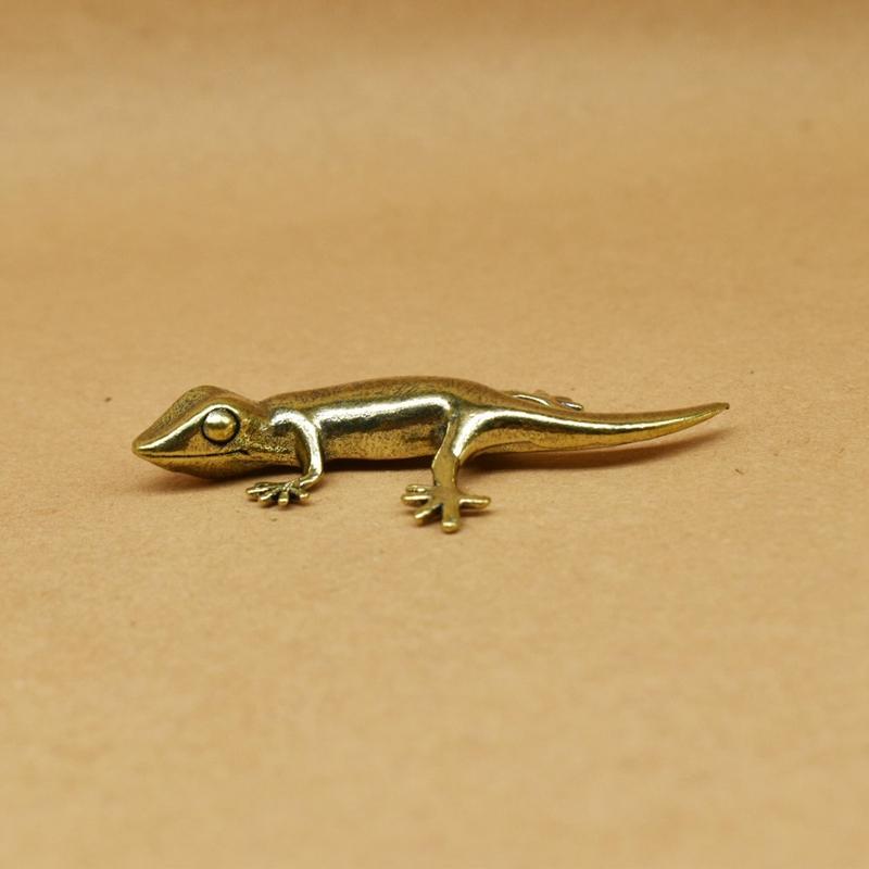 Vintage Copper Gecko Tea Set Small Ornaments Antique Brass Animal Figurines Tea Pet Desk Decorations Home Decor Accessories