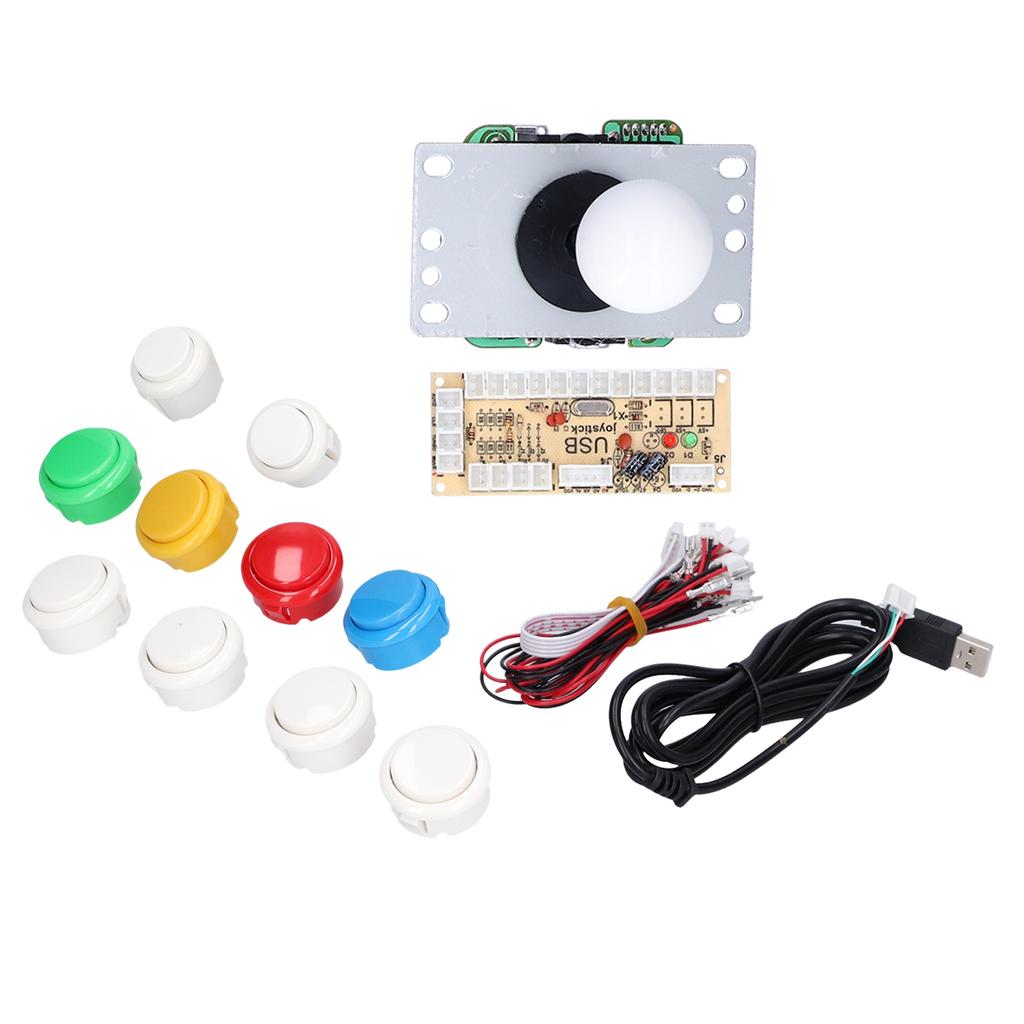 DIY Games Console Kit Single Electroplating Rocker LED Buttons Set for Arcade Games ConsoleSingle Set White