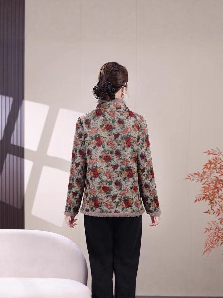 2025 New Women's Winter Cotton Jacket - Casual Plus Size Frog Button Outerwear for Mid-aged Mothers.