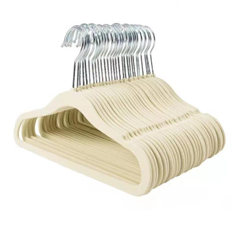 

10 шт. Вельветовые вешалки для детской одежды и пальто, Нескользящие, Роскошные, Флокированные, Для брюк, Юбок, Детские стойки, Хранение в шкафу, Крючок для сушки одежды 30cm 10PCS бежевый