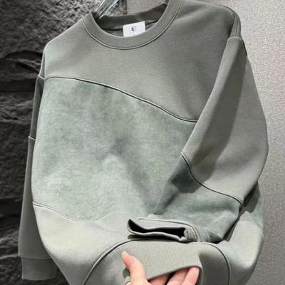 Fashion Trend Autumn Winter Sweatshirts Men O-Neck Gradient Color Tie Dye Patchwork Plus Velvet Thicken Long Sleeve Loose Tops