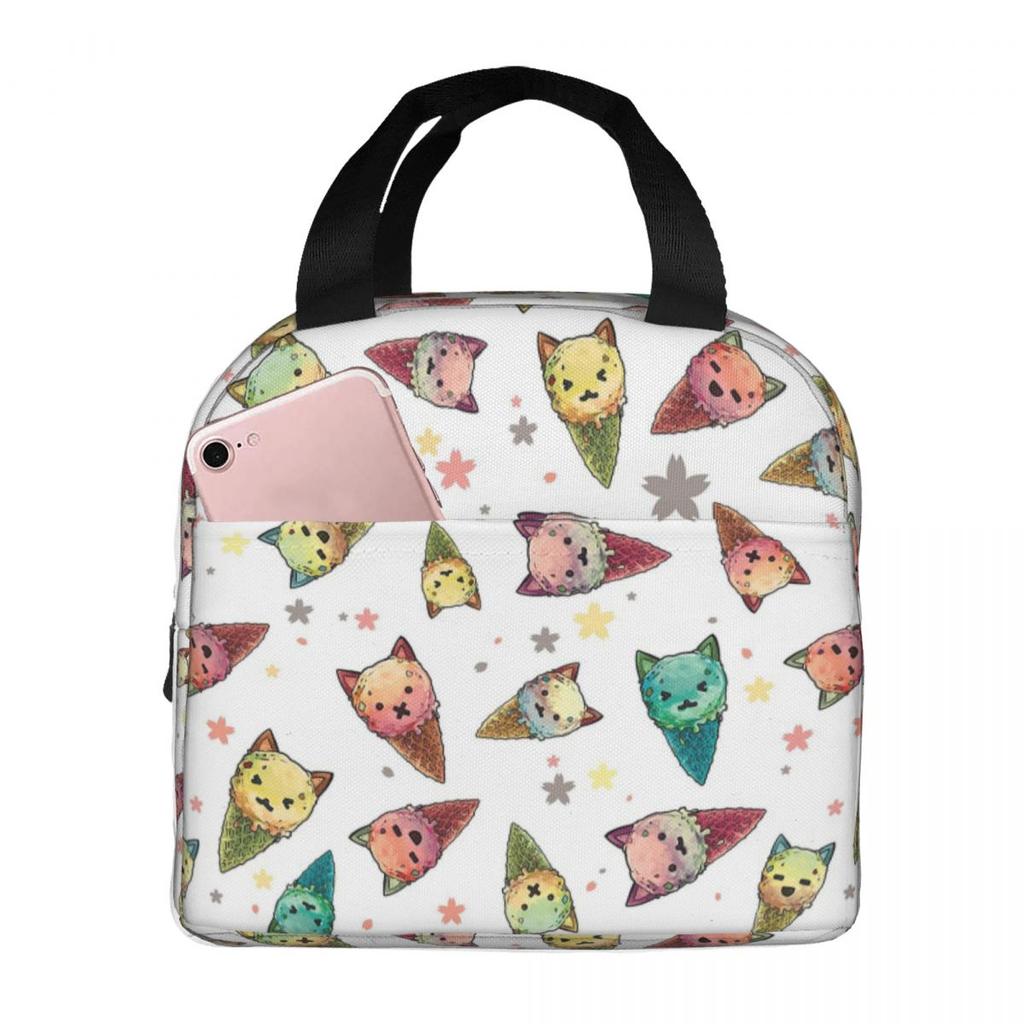 Colorful Cat Heads With Bright Star Insulated Lunch Bag for Women Cooler Thermal Food Box Tote Portable Lunch Boxes Container