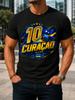 10 Curacao Soccer Pride Neon Number Flag Ball And Stars Blue Yellow Victory Graphic Unisex All Unisex All Tshirt