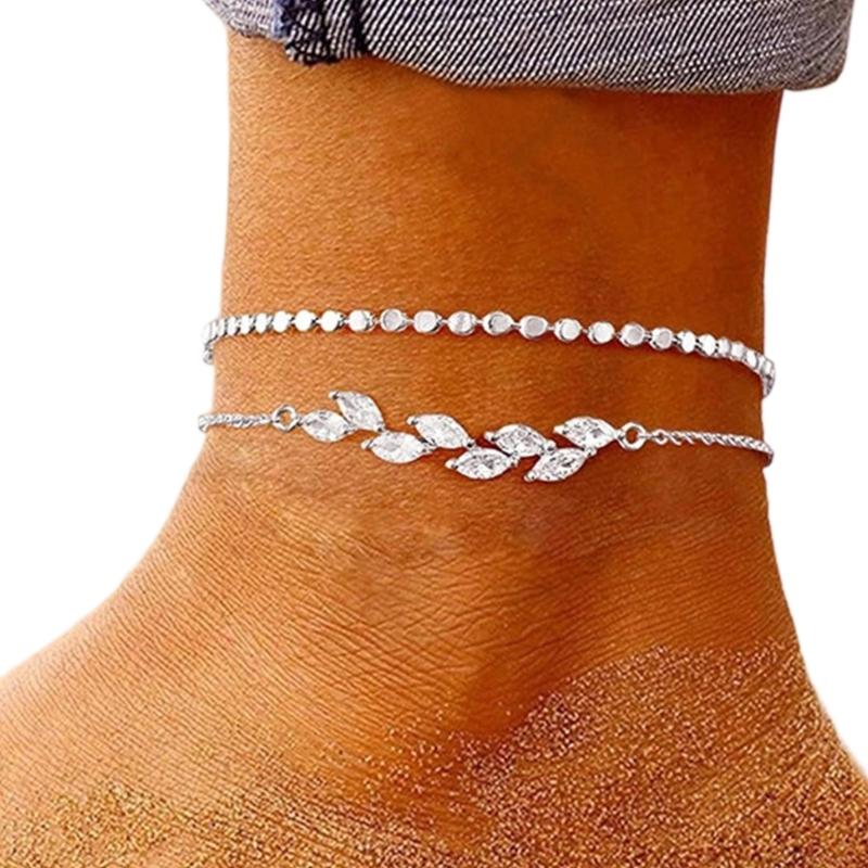Women’s Stackable Anklet Stylish Adjustable Ankle Bracelet Waterproof Foot Jewellery for Outdoor Activity