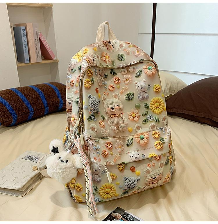 School Bag High Value Printing Cartoon Back Large Capacity Junior High School Students Cute Casual Light Versatile