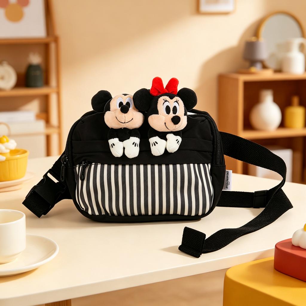 Disney Sac bandoulière Mignon Sac à bandoulière en peluche Sac décontracté avec bandoulière réglable pour femmes et filles