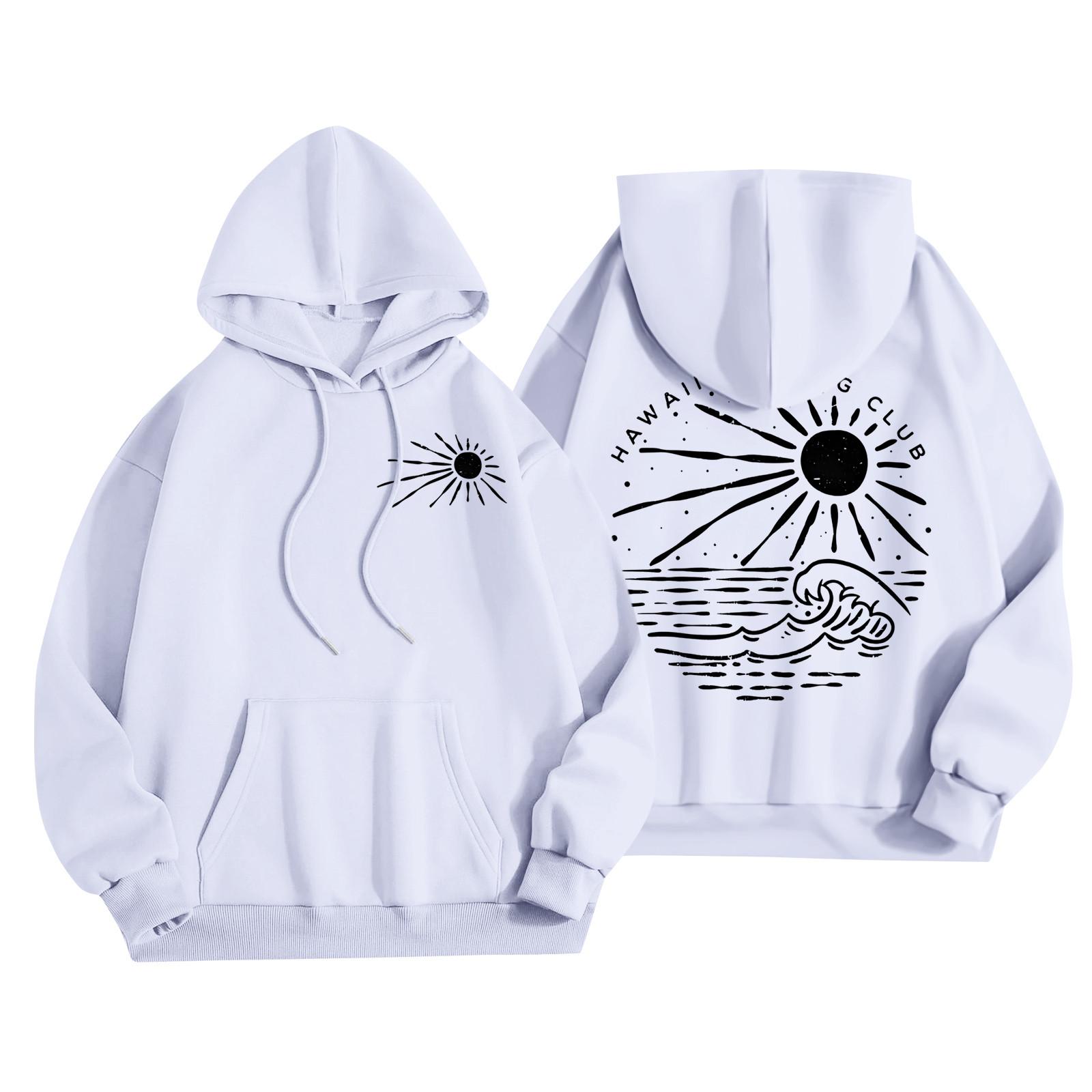 

Женская мода, женский легкий пуловер с длинными рукавами и карманами, толстовка с капюшоном в стиле консервативного стиля XXL белый