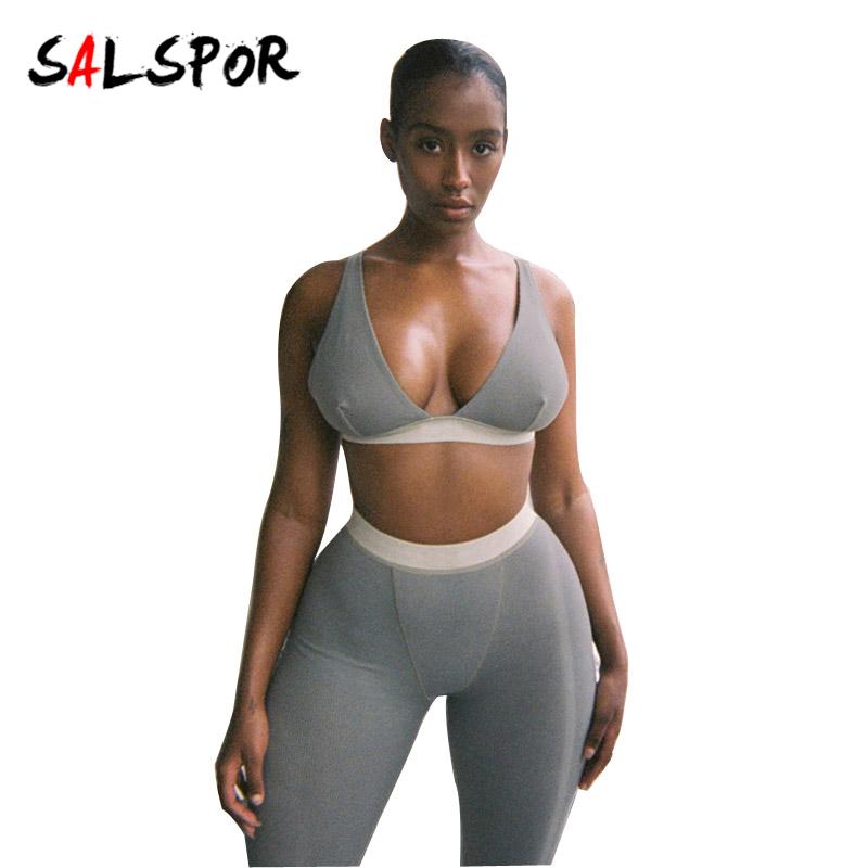 

Женские однотонные брюки-бретельки с v-образным вырезом, спортивный костюм из двух предметов для йоги