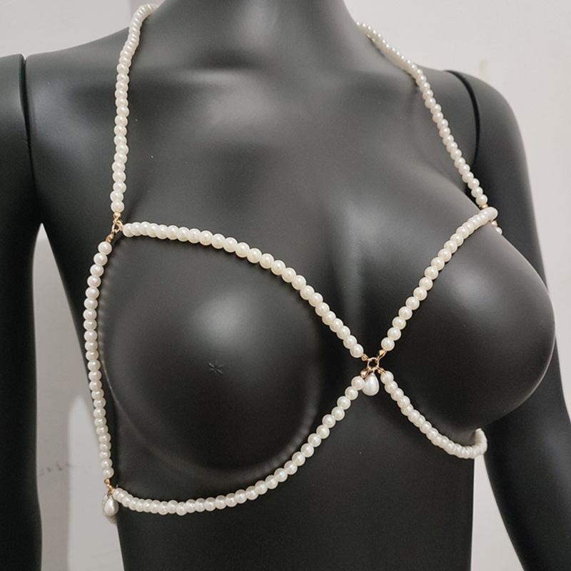 Delicate Handcraft Pearls Chest Necklace Formal Event Jewelry for Daily Wear and Layering