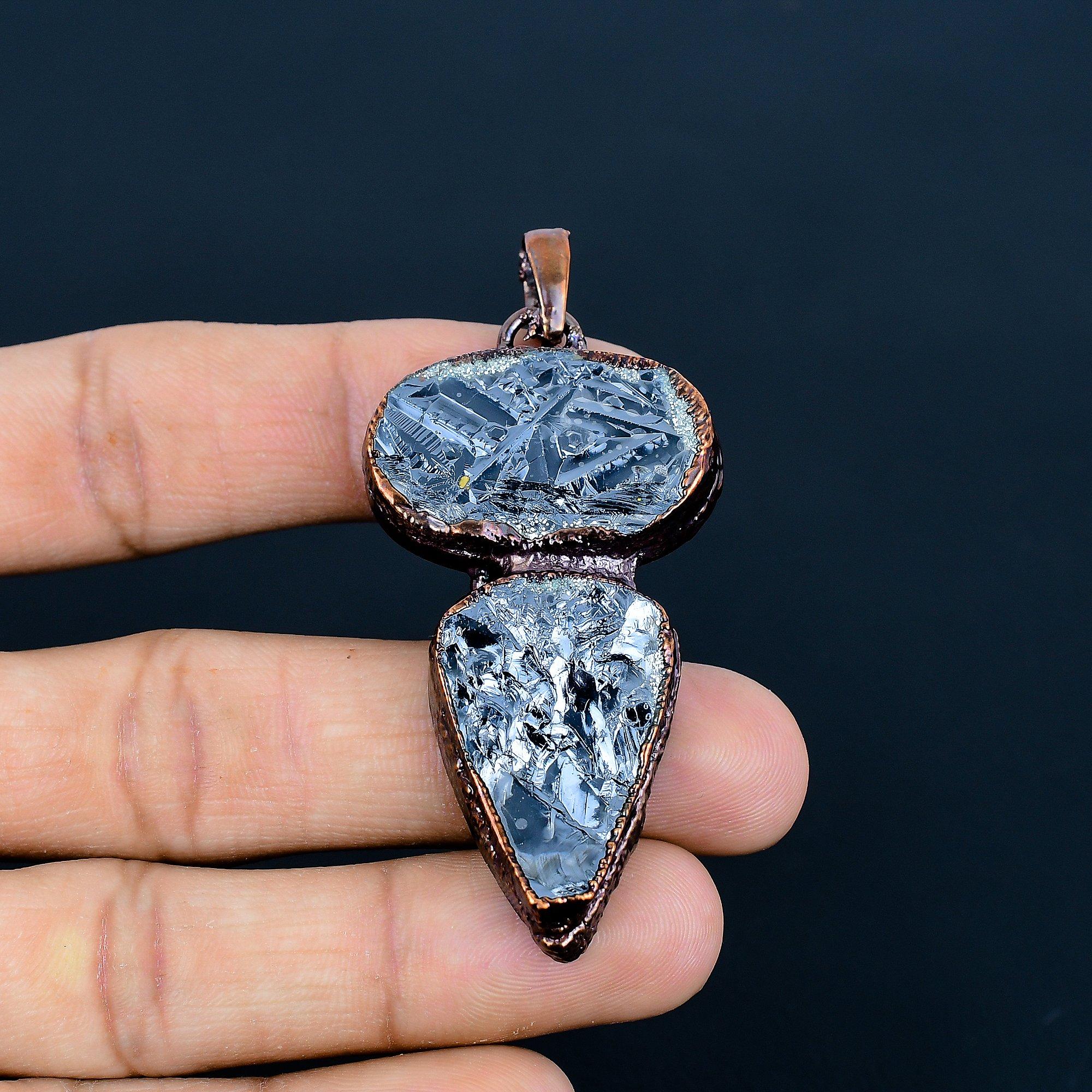 

Rough Shungite Pendant, Copper Electroformed Pendant Gemstone Jewelry Handmade Amazing Jewelry Pendant, Gift For Her