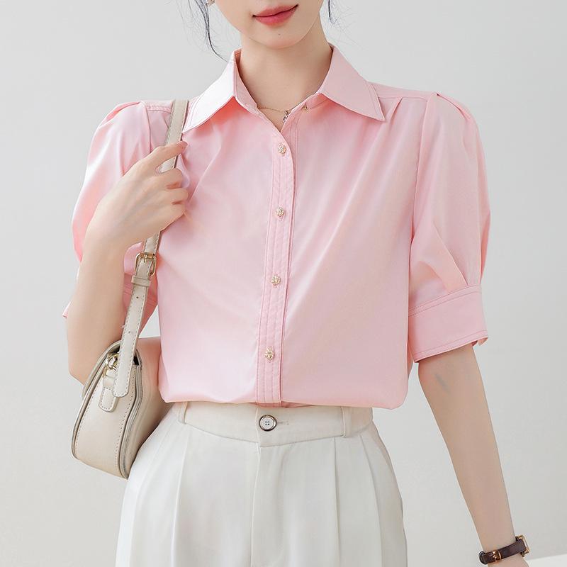 

Женская формальная рубашка премиум-класса с полурукавом, устойчивая к сминанию Medium розовый