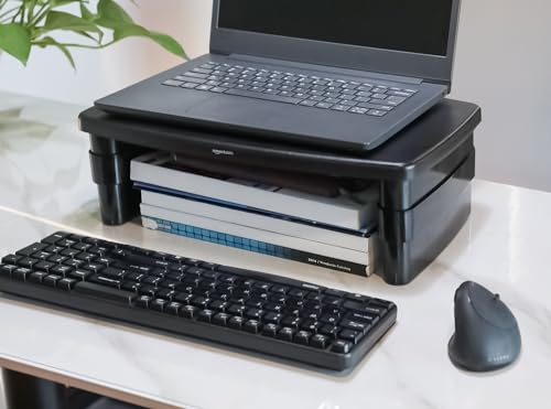 AmazonBasics Adjustable Rectangular Monitor Stand, Black